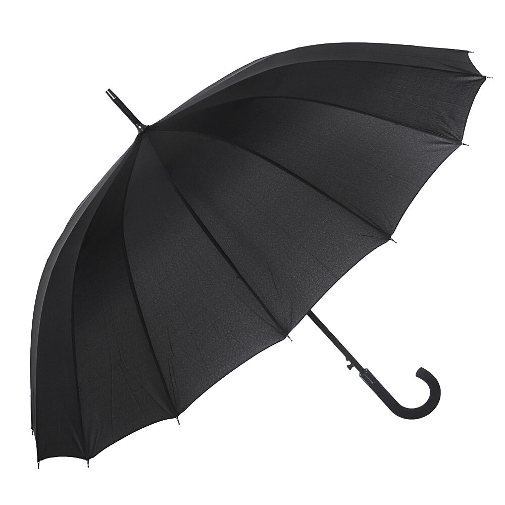 Зонт-трость мужской, металл, полиэстер, 65см, 16 спиц, черный, 1665B от компании ООО "Барс" - фото 1