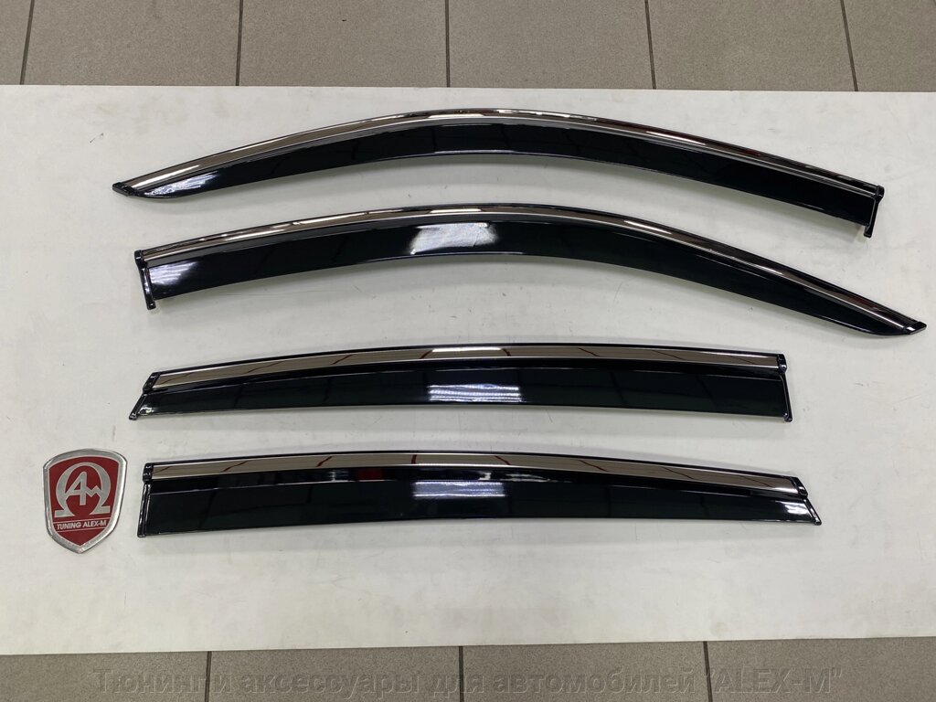 Дефлектора на окна тёмные с нержавеющим молдингом (WIND, Китай) для Haval F7x 2019- от компании Тюнинг и аксессуары для автомобилей "ALEX-M" - фото 1