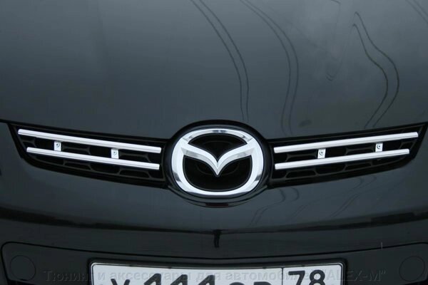 Декоративные элементы решетки радиатора верхние d 16 мм для Mazda CX7 2007-2009 от компании Тюнинг и аксессуары для автомобилей "ALEX-M" - фото 1
