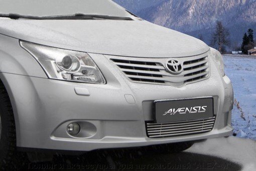 Декоративный элемент воздухозаборника бампера нижний d 10 мм (6 трубочек) для Toyota Avensis 2009- от компании Тюнинг и аксессуары для автомобилей "ALEX-M" - фото 1