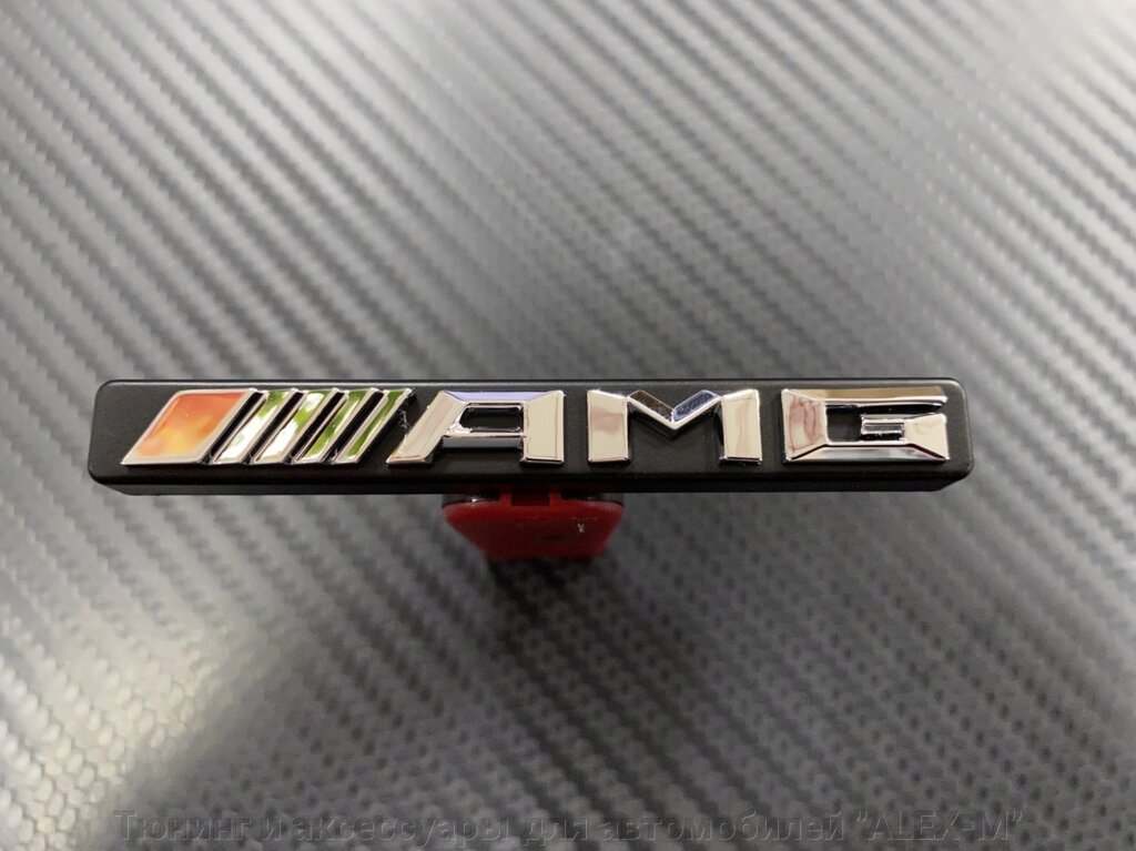 Эмблема в решётку радиатора AMG 8 см хромированная на чёрном фоне для Mercedes Benz от компании Тюнинг и аксессуары для автомобилей "ALEX-M" - фото 1