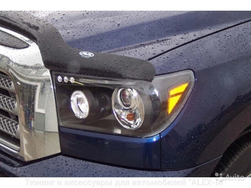 Фары передние чёрные ангельские глазки + диоды (дефекты) для Toyota Sequoia 2008- от компании Тюнинг и аксессуары для автомобилей "ALEX-M" - фото 1