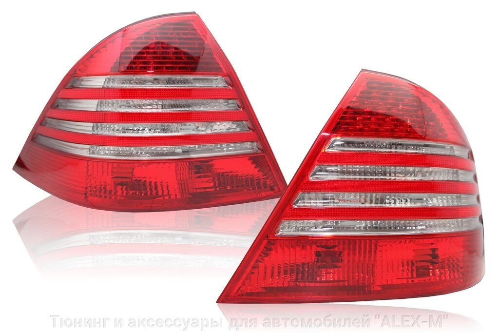 Фонари задние красные + хрустальные полоски светодиодные для Mercedes w 211 до 2005 от компании Тюнинг и аксессуары для автомобилей "ALEX-M" - фото 1
