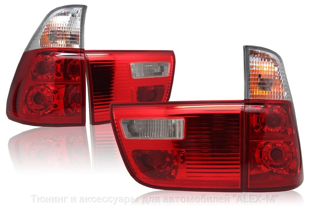 Фонари задние под лампы красные + хрустальные для BMW X5 E53 от компании Тюнинг и аксессуары для автомобилей "ALEX-M" - фото 1