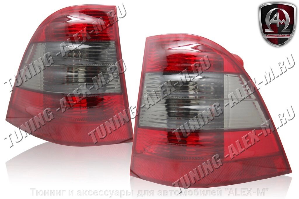 Фонари задние под лампы красные + тонированные для Mercedes ML163 от компании Тюнинг и аксессуары для автомобилей "ALEX-M" - фото 1