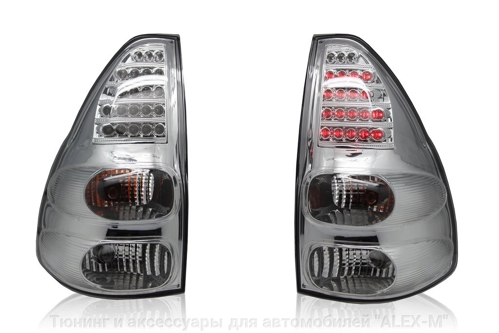 Фонари задние светодиодные хромированные круглые диоды для Toyota Prado 120 от компании Тюнинг и аксессуары для автомобилей "ALEX-M" - фото 1