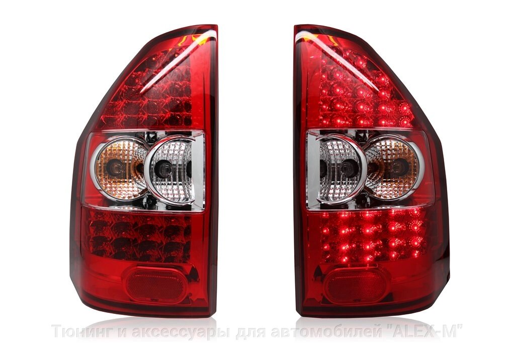 Фонари задние светодиодные красные + хрустальные для Mitsubishi Pajero 3 от компании Тюнинг и аксессуары для автомобилей "ALEX-M" - фото 1