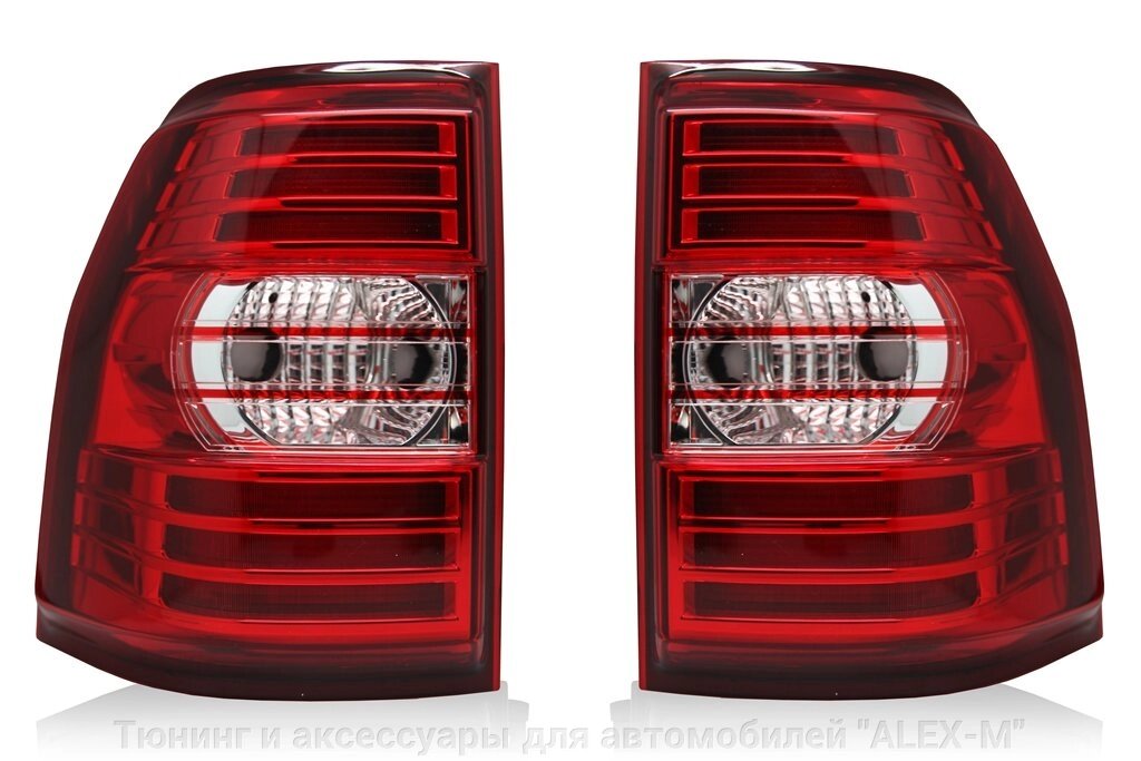 Фонари задние светодиодные красные + хрустальные для Mitsubishi Pajero 4 (5 дверная модель) от компании Тюнинг и аксессуары для автомобилей "ALEX-M" - фото 1