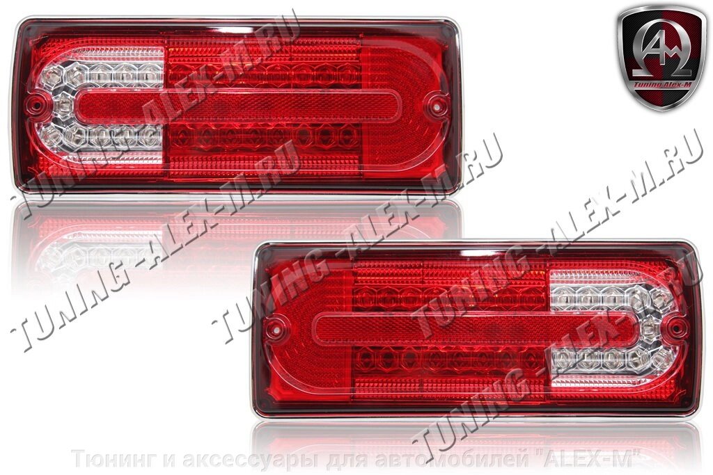 Фонари задние светодиодные красные + хрустальные с хром кантом  для Mercedes G463 от компании Тюнинг и аксессуары для автомобилей "ALEX-M" - фото 1