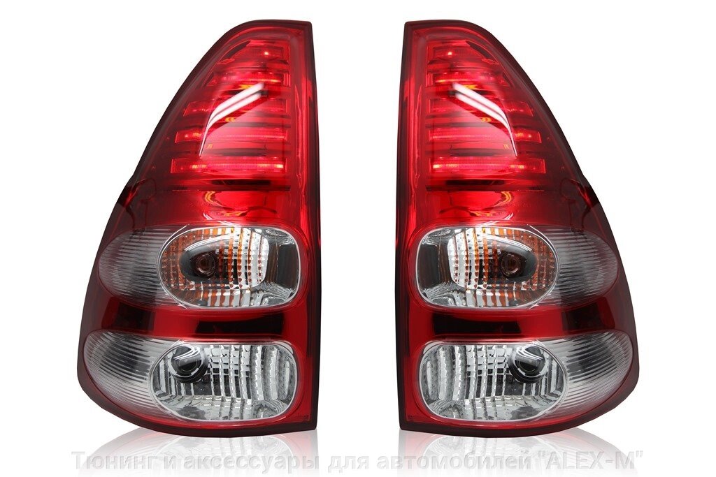 Фонари задние светодиодные красные + хрустальные в стиле Lexus LX полоски для Toyota Prado 120 от компании Тюнинг и аксессуары для автомобилей "ALEX-M" - фото 1
