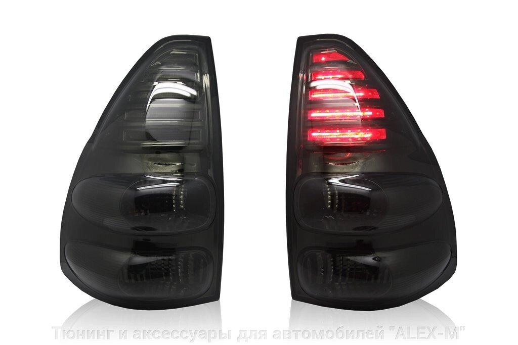 Фонари задние светодиодные тонированные в стиле Lexus LX полоски для Toyota Prado 120 от компании Тюнинг и аксессуары для автомобилей "ALEX-M" - фото 1