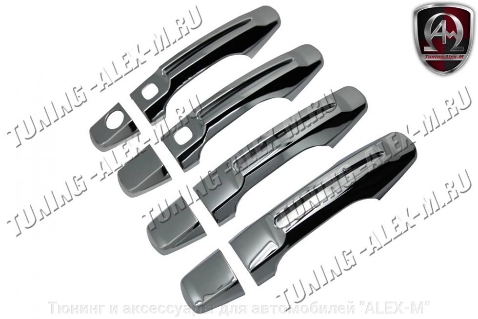 Хромированные накладки на ручки дверей дизайн "рифлёные" (пластик) для Land Cruiser 200 от компании Тюнинг и аксессуары для автомобилей "ALEX-M" - фото 1