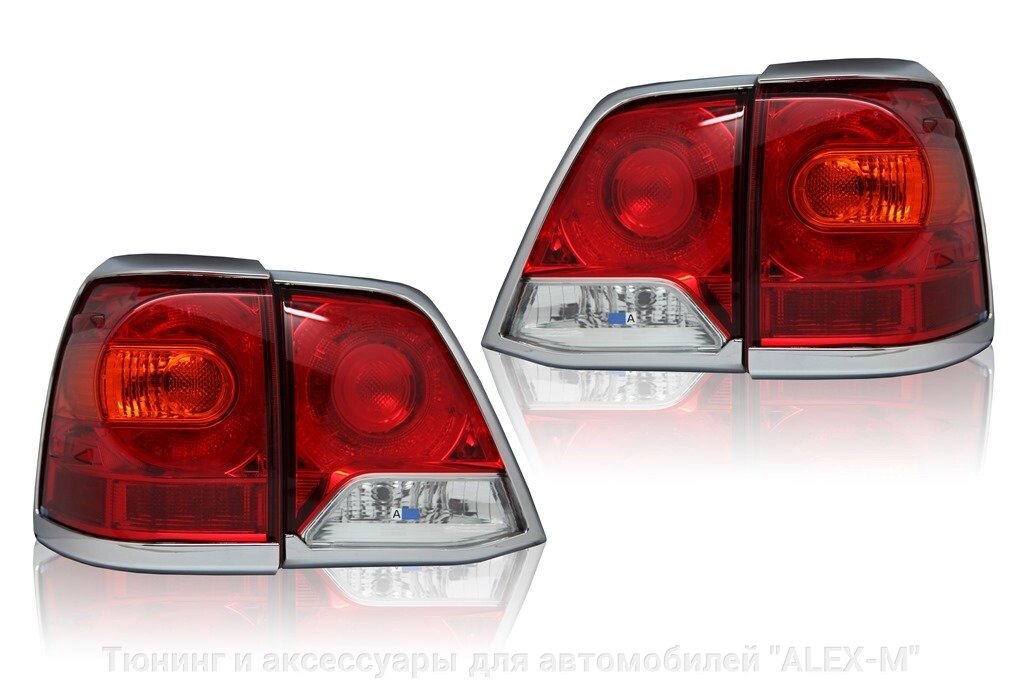 Хромированные накладки на задние фонари для Land Cruiser 200 2012-2015 от компании Тюнинг и аксессуары для автомобилей "ALEX-M" - фото 1