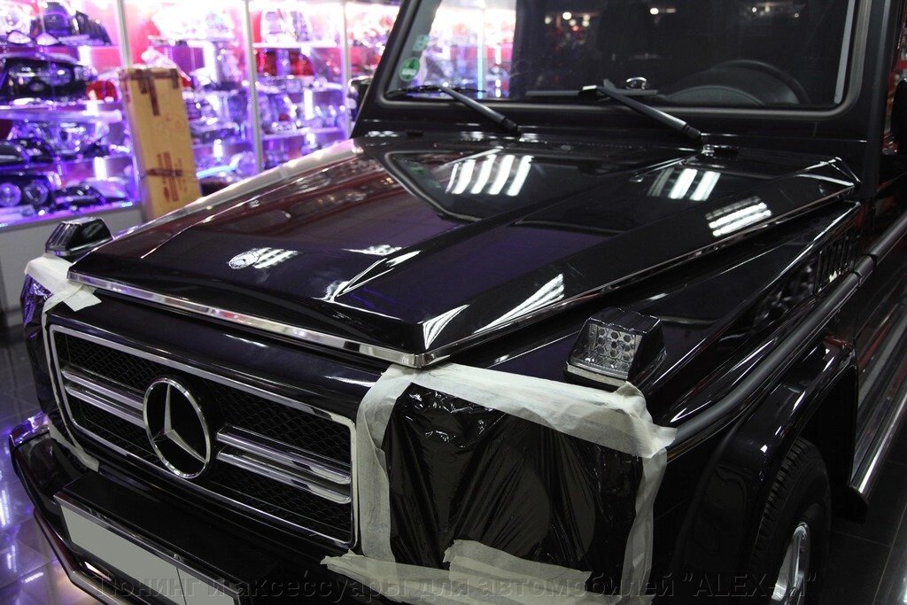 Хромированный молдинг на торец капота 3 части для Mercedes G463 от компании Тюнинг и аксессуары для автомобилей "ALEX-M" - фото 1