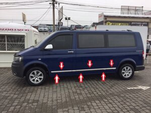 Молдинги на двери из нержавеющей стали 4 двери для Volkswagen T6 / T6.1 (длинная база 7 частей)