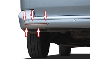 Накладки на катафоты заднего бампера 2 части из нерж. стали (Omsa Line) для Volkswagen T6 2015-5 дверь распашонка)