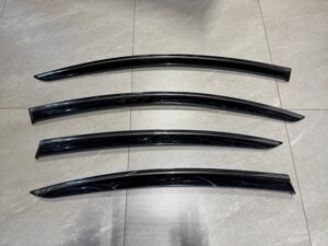 Дефлектора на окна тёмные с нержавеющим молдингом (WIND, Китай) для VW Passat B6 2005-2010 (седан) не америка