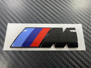 Эмблема на крыло / крышку багажника M-power 90 мм чёрная глянцевая для BMW