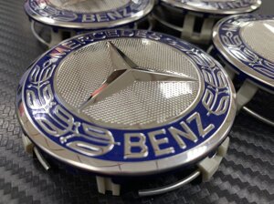 Заглушка в диск штатная тёмно синяя 75 мм для Mercedes Benz