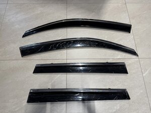 Дефлектора на окна тёмные с нержавеющим молдингом (Wind, Китай) для Nissan X-Trail T31 2007-2015