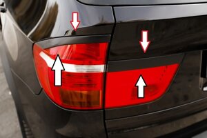 Накладки на задние фонари реснички под окрас для BMW X5 E70 2007-