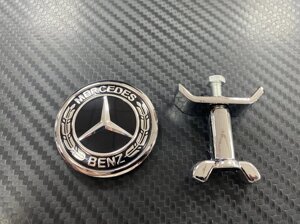 Эмблема капота штатная чёрная 43мм "барашек" для Mercedes Benz w124 w140 w202 w203 w204 w205 w210 w211/212 w220 w221/222