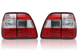 Фонари задние светодиодные красные + хрустальные в стиле 2006г (комплект) для Toyota Land Cruiser 100