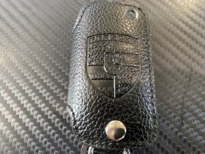 Чехол для ключа чёрный кожаный Porsche