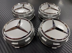Заглушки в диски AMG бочка серебро 75 мм для Mercedes Benz