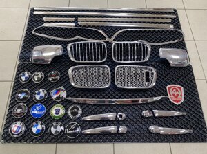 Хромированные накладки на фары, зеркала, ручки, двери для BMW E46