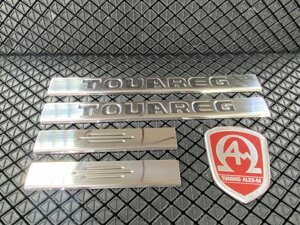 Накладки на пороги салона на проём двери, металл 4 части (Турция) для Volkswagen Touareg 2007-