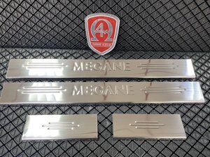 Накладки на пороги салона (на проём двери, на металл) с гравировкой для Renault Megane 2009-