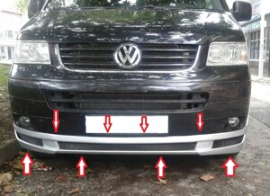 Юбка переднего бампера стекловолокно под окрас (Турция) для Volkswagen T5 2003-2009