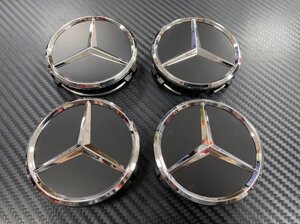 Заглушки в диски чёрные 75 мм для Mercedes Benz