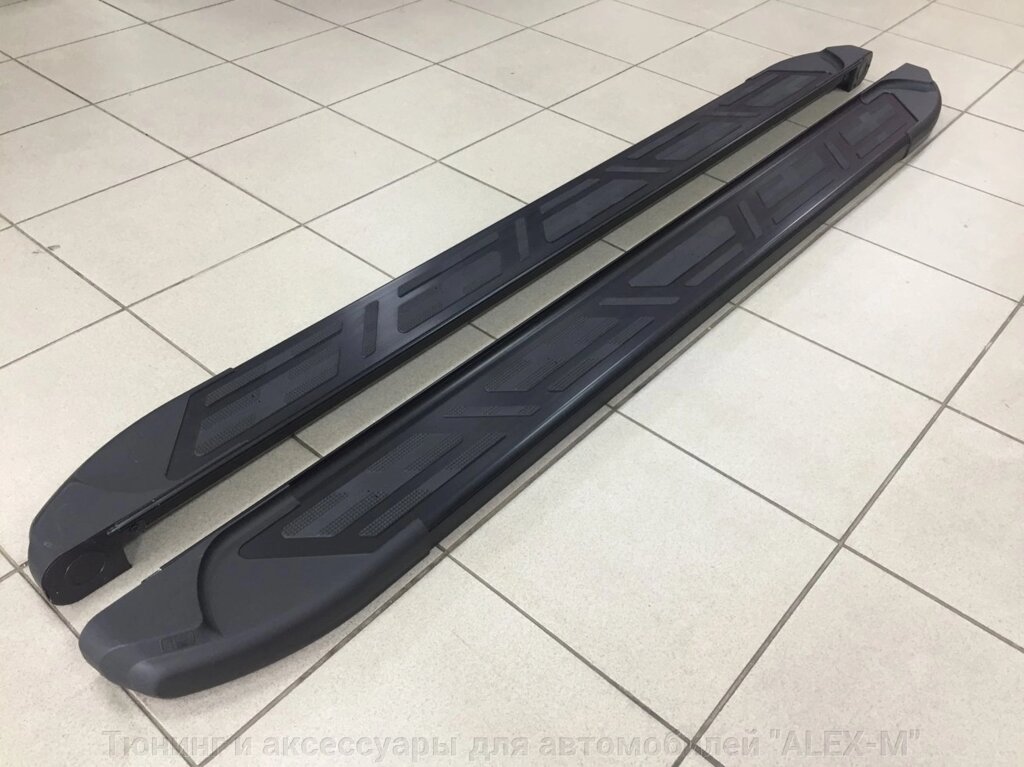 Пороги внешние площадки алюминий Sapphire V2 black (Сапфир 2 чёрные) для Mazda CX-5 2012- - наличие