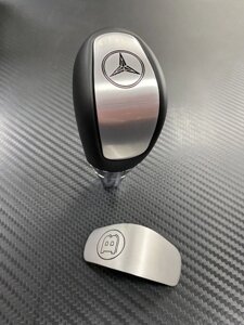 Ручка АКПП Mercedes-Benz алюминий + темный пластик под дерево для Mercedes