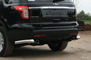 Защита заднего бампера уголки одинарные 76 мм для Ford Explorer 2012-2016