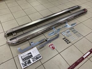 Пороги внешние площадки С2 (Tamsan) из нержавеющей стали 60 мм для Audi Q7 2006-2015