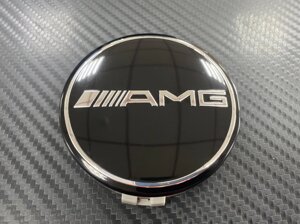 Заглушка в диск AMG чёрная 75 мм для Mercedes Benz
