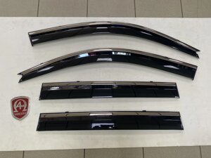 Дефлекторы боковых окон тёмные с нержавеющим молдингом (WIND Китай) для Toyota Prado 120