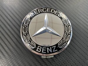 Заглушка в диск Mercedes штатная чёрная надпись 75 мм для Mercedes Benz