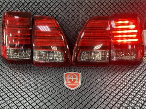 Фонари задние светодиодные красные + тонированные в стиле Lexus для Land Cruiser 100