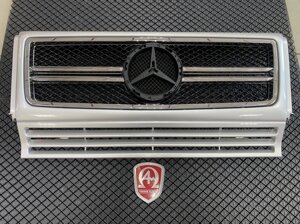 Решётка радиатора серебро в стиле 6.3 AMG с чёрной сеткой (Тайвань) без эмблемы для Mercedes G463