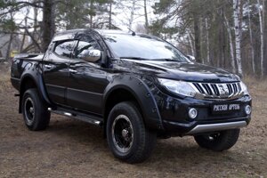 Расширители колёсных арок под окрас из ABS пластика вынос 60 мм для Mitsubishi L200 2015-2018