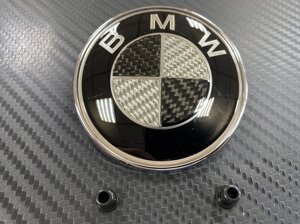 Эмблема на багажник 74 мм BMW коричневый карбон для BMW