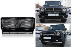 Решётка радиатора чёрная в стиле 6.3 AMG с чёрной сеткой (Китай) для Mercedes G463