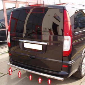 Защита заднего бампера одинарная труба 70 мм из нержавеющей стали для Mercedes Vito w639 2004-2014