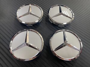 Заглушки в диски серебро 60 мм для Mercedes Benz