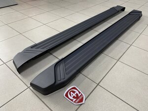 Пороги внешние площадки алюминий Black (Rival) для Haval Jolion 2021-