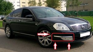 Молдинг переднего бампера правый хромированный для Nissan Teana J31 2006-2007 Европа